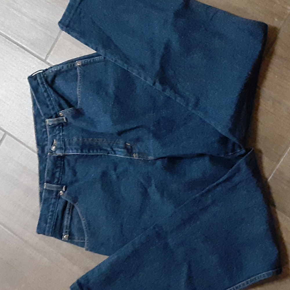 Lands End dark wash denim blue jeans 100% cotton classic 5 pocket size 14 EUC…